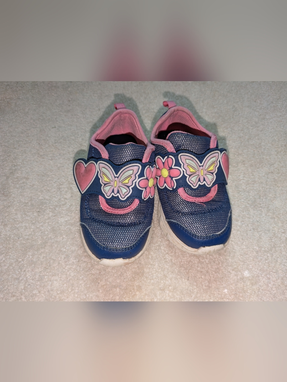 Carter's Navy And Blue Butterfly Girls Light Up Shoes Size 7